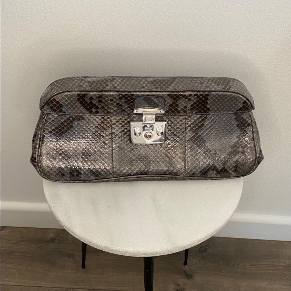 Gucci lady lock python skin leather clutch